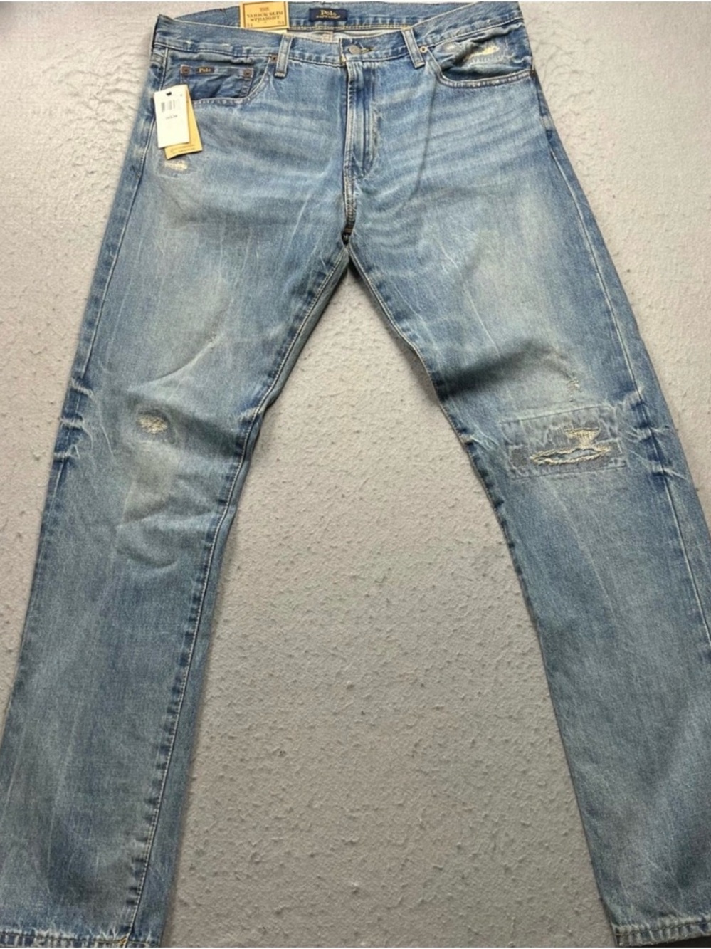 Polo Ralph Lauren Light Blue Slim Straight Distressed Jeans